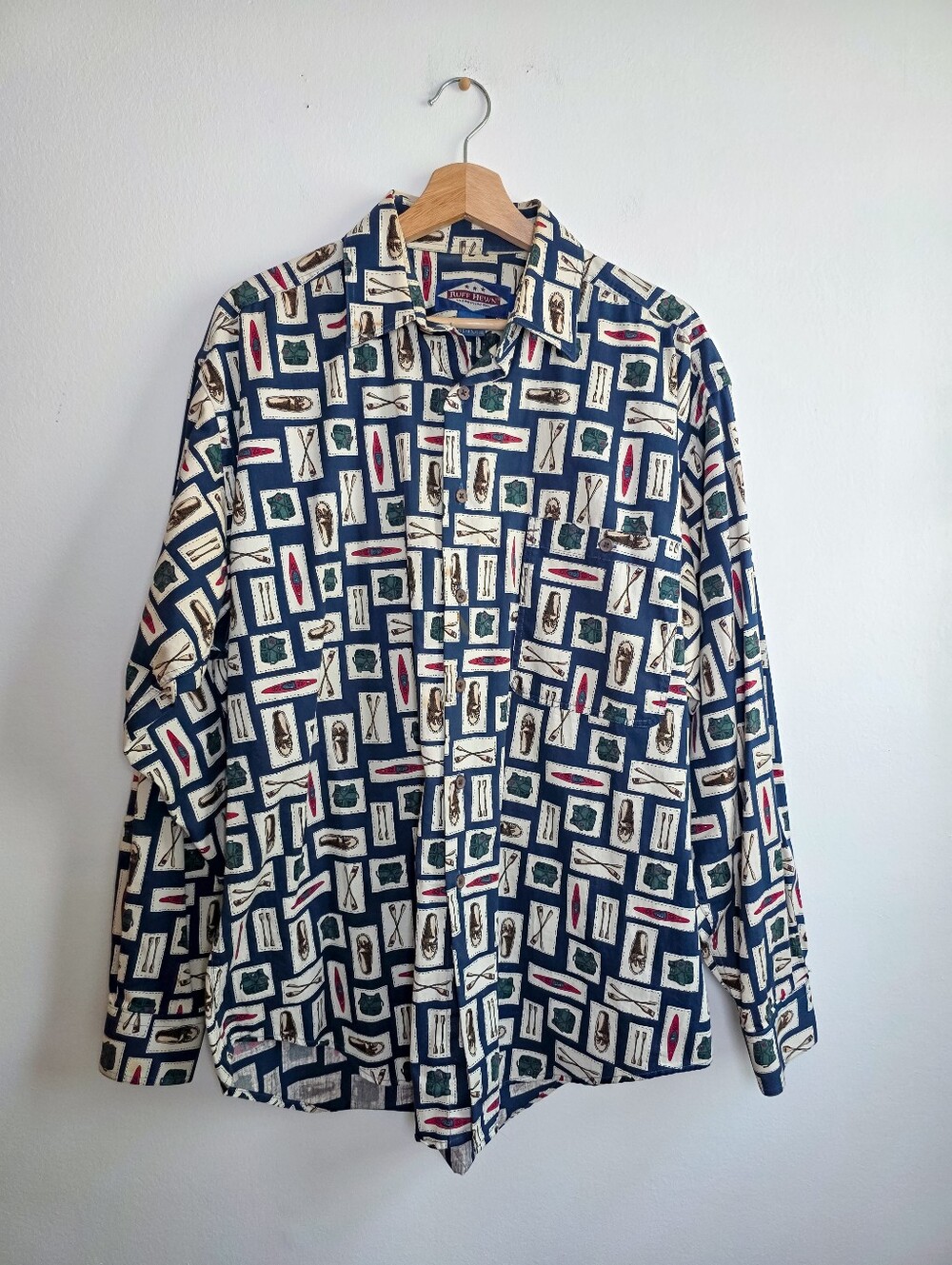 Vintage Ruff Hewn Men's Camping Print Button-Up